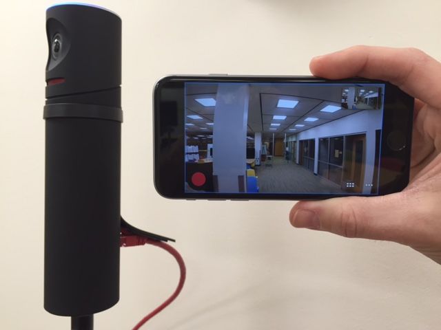 Mevo camera with the view on a smart phone