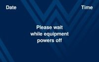 Touchpanel page reads Please wait while equipment powers off